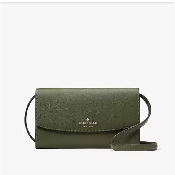 Kate Spade Crossbody Bag Dana Small Flap Green New - Picture 2 of 5